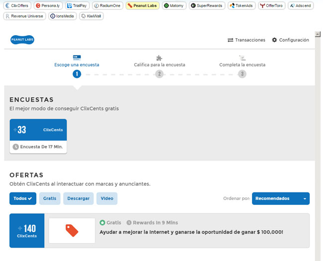 Ysense encuestas peanutlabs